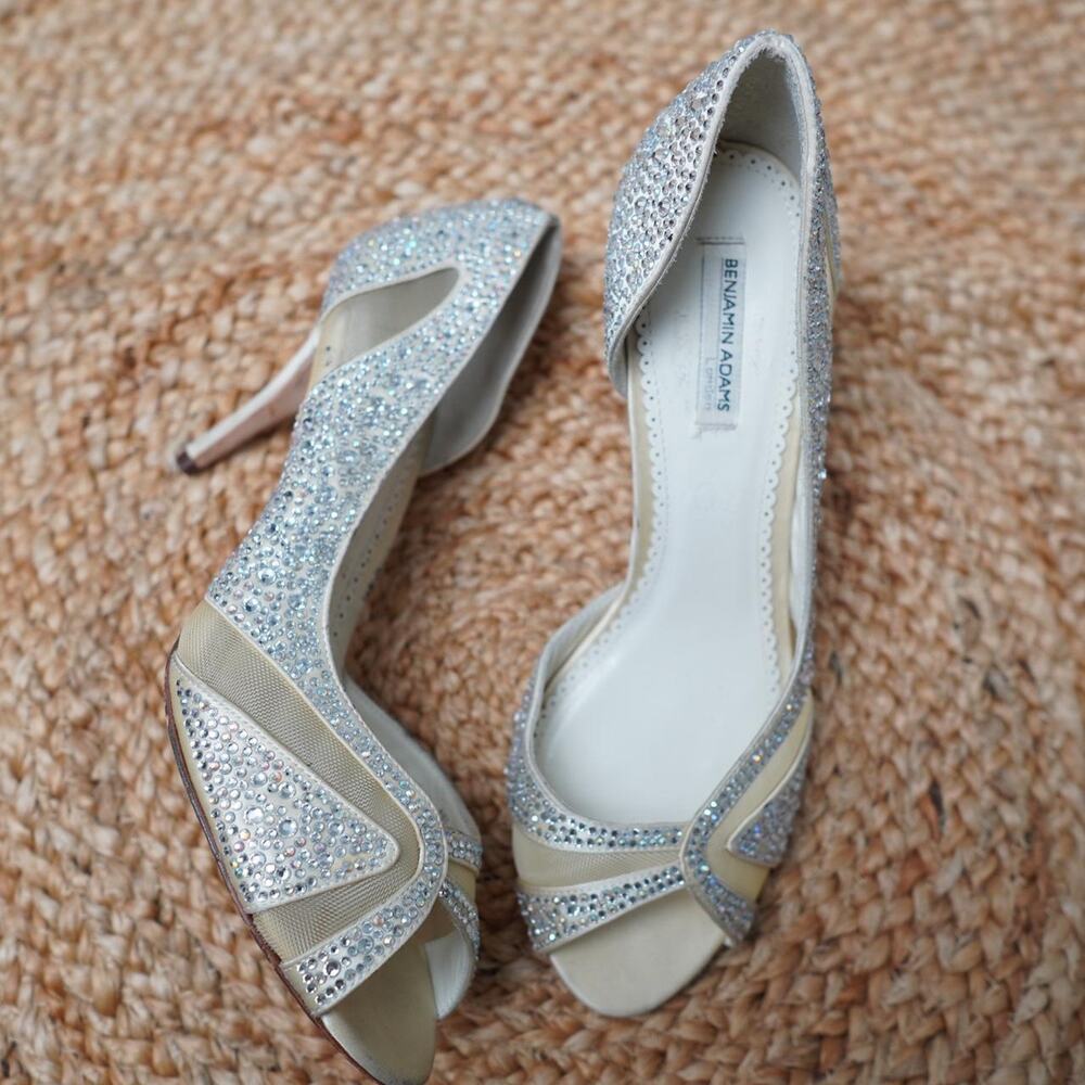 Benjamin Adams Crystal Peep Toe Heels 9.5